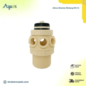 Alinco Strainer Bintang SK-6-5 warna beige dengan top hitam untuk sistem filtrasi kolam