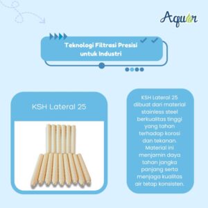 KSH Lateral 25 – filter air industri dari Aquan dengan desain silinder ribbed untuk sistem water treatment