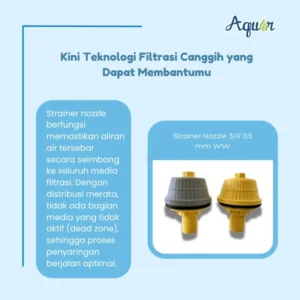 Strainer Nozzle 3/4 inch 0.5 mm WW – komponen filtrasi air dari Aquan untuk sistem water treatment industri dan komersial