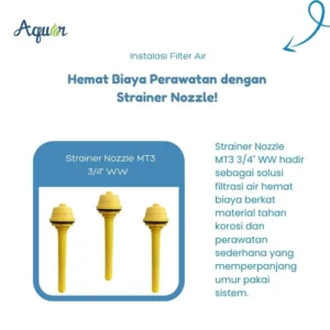 Strainer Nozzle MT3 3/4" WW – komponen filter air industri tahan korosi, distribusi aliran merata untuk tangki FRP & sand filter